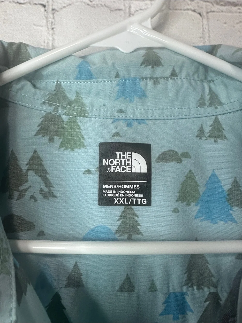 The North Face Bigfoot Sasquatch Forest Print Button Up Shirt Men’s XXL